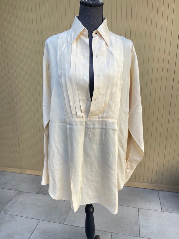 1940s Brooks Brothers Silk Tuxedo Shirt Pleated w… - image 1