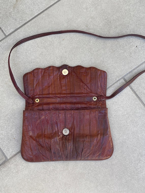 Eel Skin Vintage Clutch Shoulder Bag Purse - image 5