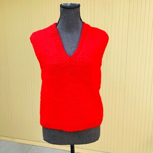 Grobstrick Rot Vintage Pullover Weste