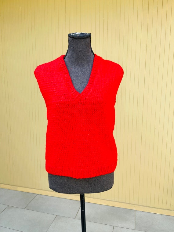 Chunky Knit Red Vintage Sweater Vest