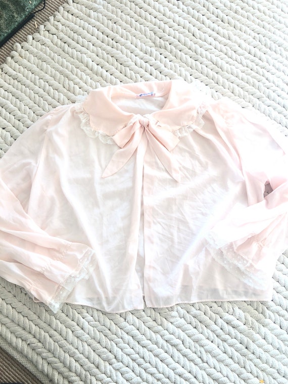 Ascot Pussy Bow Tie Bed Jacket Flo Weinberg Vinta… - image 8