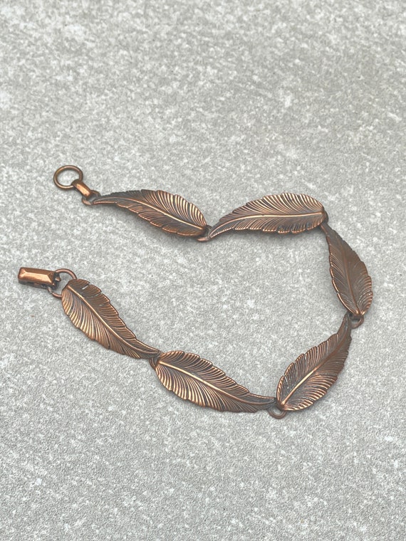 vintage copper feather Gem
