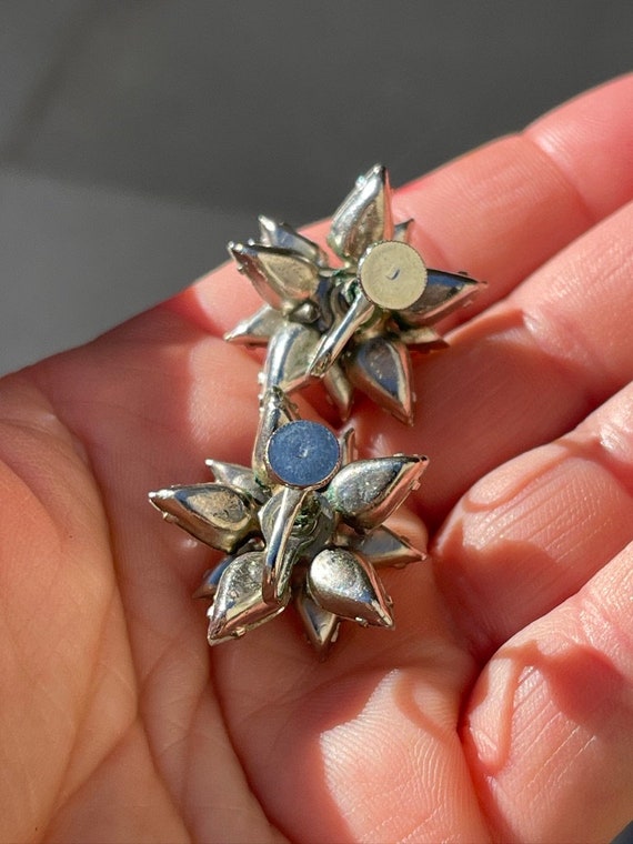 Teardrop Rhinestone Multi Dimensional Flower Earr… - image 5