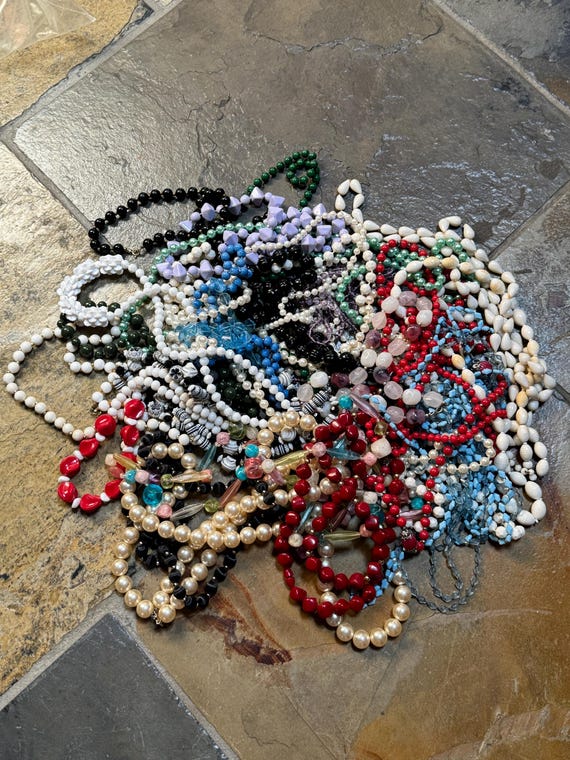 Massive Beaded Necklace Lot of 28 Multi Strand Bead Vintage Massive Beaded Necklace Lot of 28 Multi Strand Bead Vintage