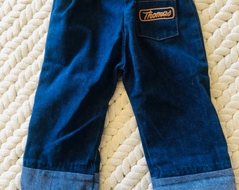 Vintage Thomas Brand 80s Baby Jeans Elastic Waist Unisex 9-12M