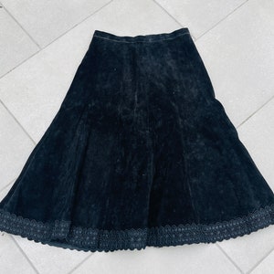 60s Suede Circle Skirt High Waist Vintage Skirt image 3