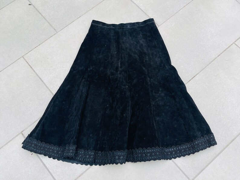 60s Suede Circle Skirt High Waist Vintage Skirt image 3