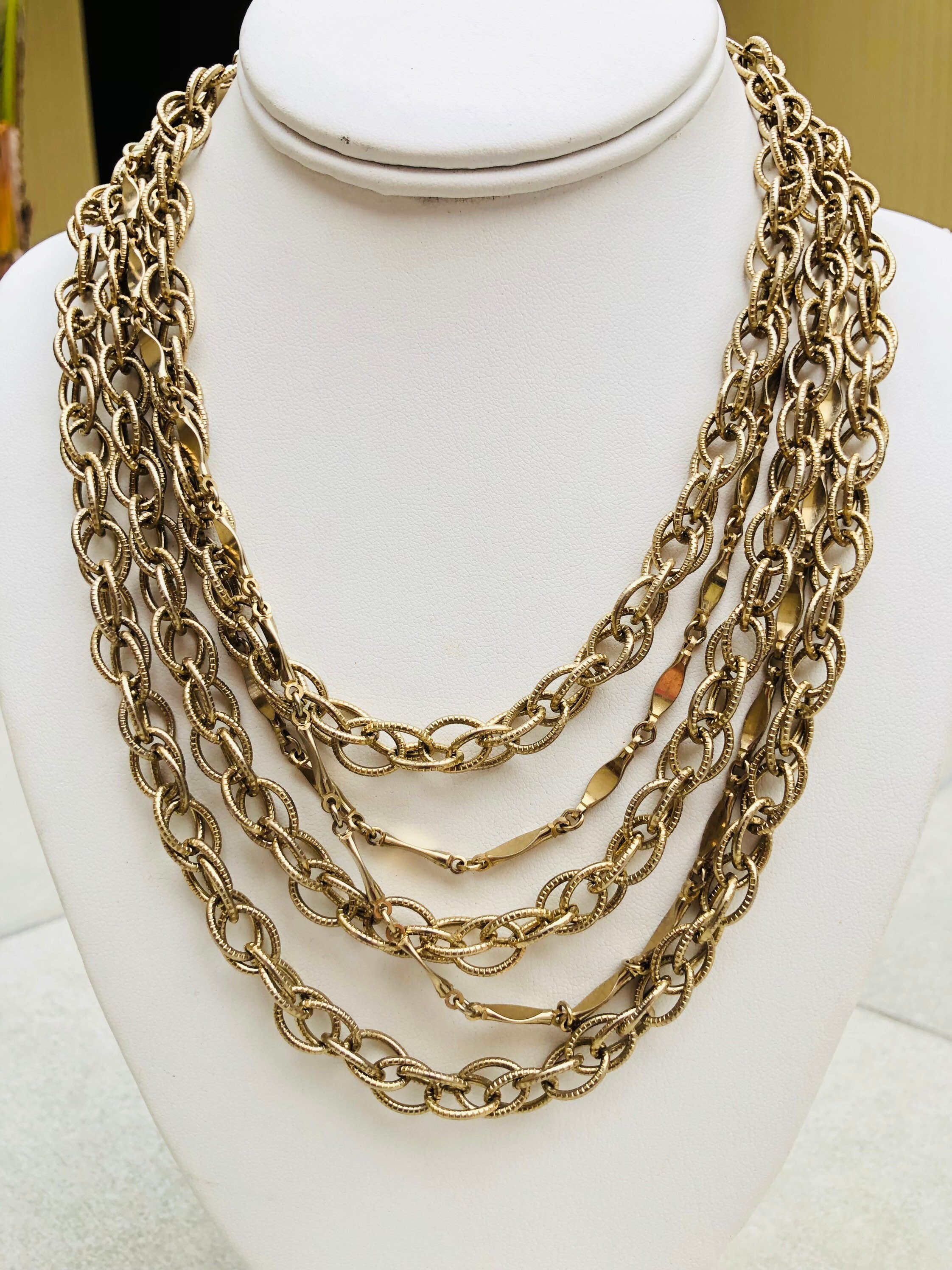 ☆関税込☆VINTAGE HOLLYWOOD★ Round Mix Chain Necklace★ ☆関税込☆VINTAGE HOLLYWOOD☆ Round Mix Chain Necklace☆