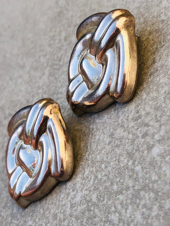 Taxco Sterling Silver Vintage Clip On Earrings Si… - image 4