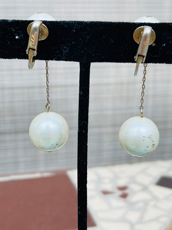 Richelieu Vintage Pearl Drop Earrings Chain Dangl… - image 3