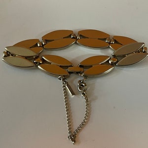 Monet Gold Link Vintage Bracelet with Safety Chain