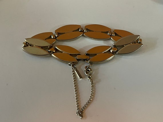 Monet Gold Link Vintage Bracelet with Safety Chain - image 1