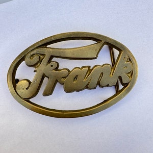 Solid Brass &quot;FRANK&quot; Buckle Vintage Name Belt Buckle