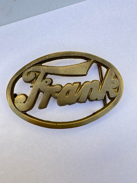 Solid Brass "FRANK" Buckle Vintage Name Belt Buckl