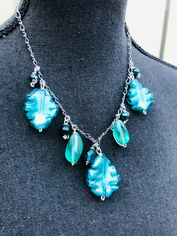 French Art Glass Vintage Necklace Gem