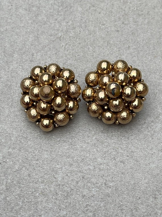 Kramer Gold Cluster Earrings Vintage Clip Ons
