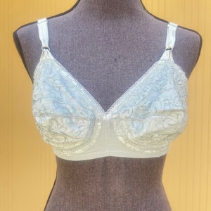 Vintage New With Tags Gelmart Long Line Full Figure Lace Cup Rear Close Bra  Snow White 