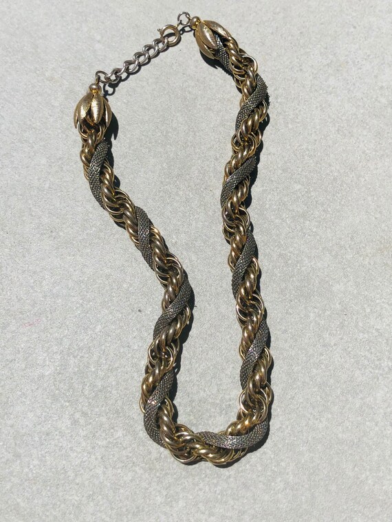 Gold chain twisted silver mesh rope vintage choker ne… Gem