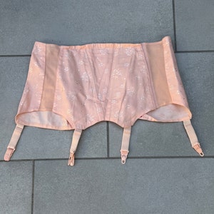 Deadstock Triumph 50&#39;s Peach Brocade Open Bottom Gordel Jarretellegordel Vintage Lingerie Groot