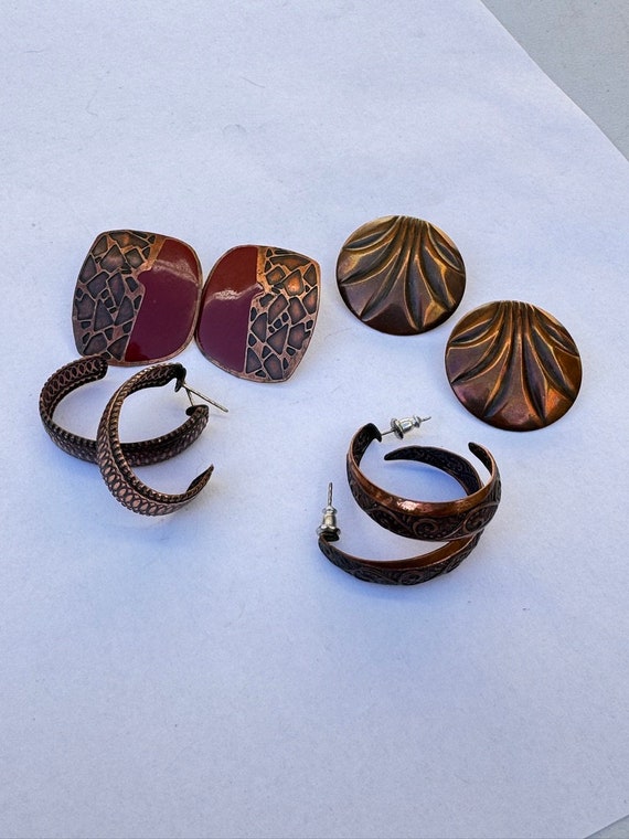 Copper Earrings Vintage LOT of 4 Earrings for Pier