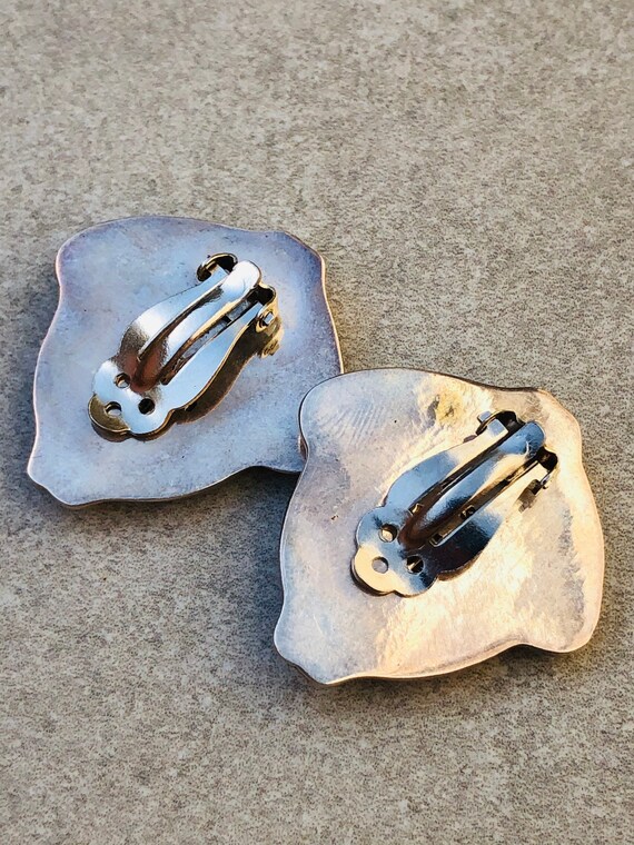 Taxco Sterling Silver Vintage Clip On Earrings Si… - image 6