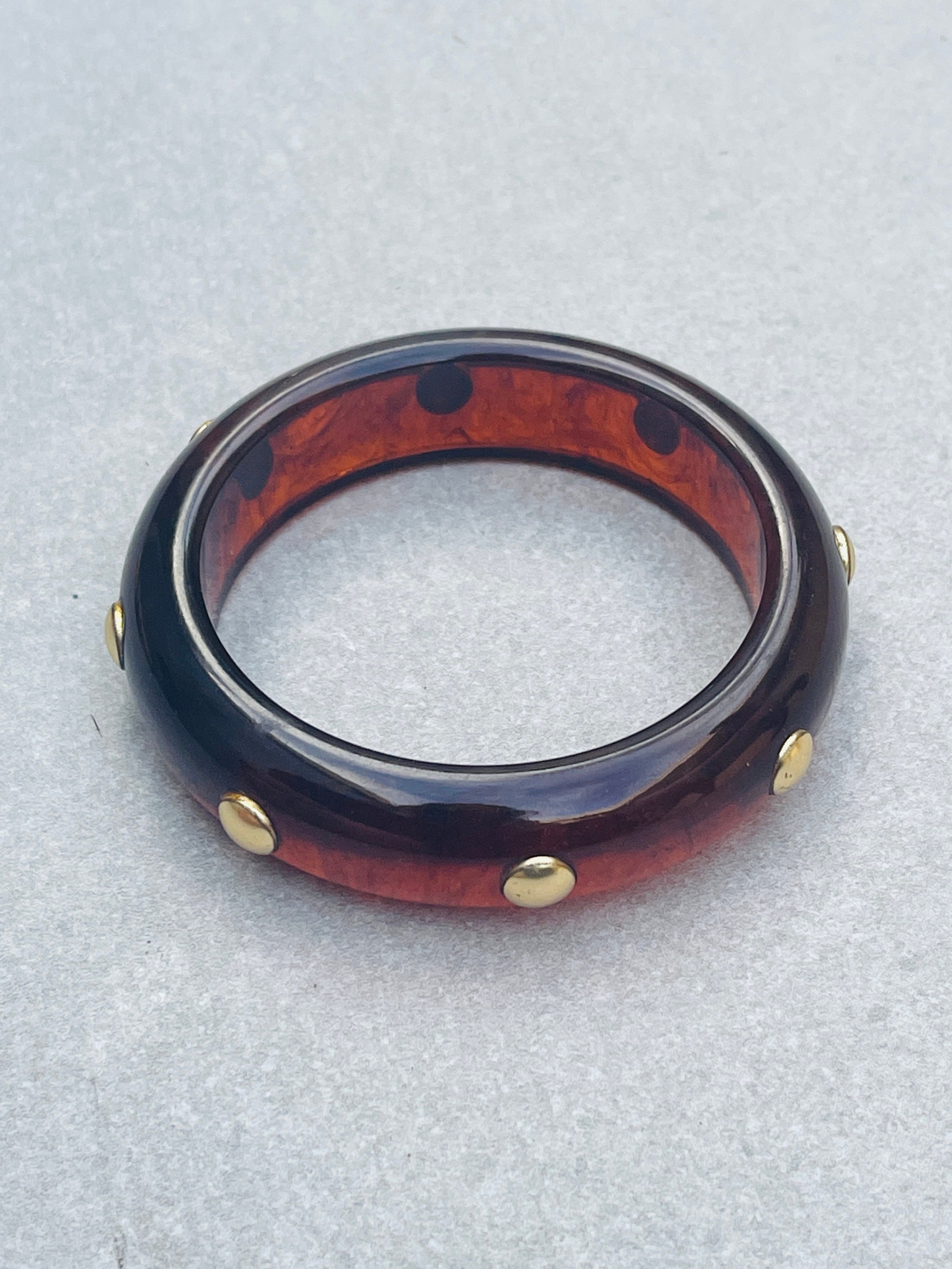 BAKELITE バタースコッチベークライト丸模様バングル | Milo