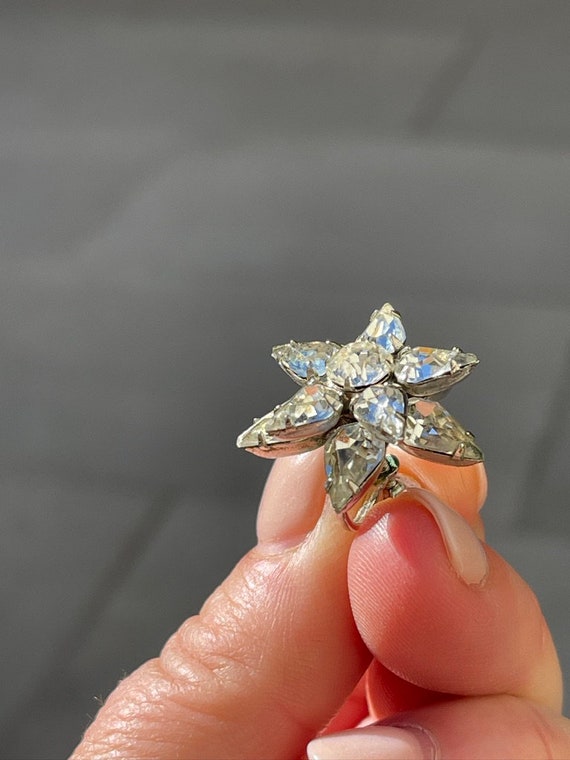 Teardrop Rhinestone Multi Dimensional Flower Earr… - image 9