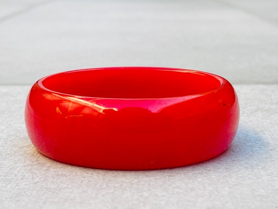 Bakelite Marbled Red Wide Bangle Vintage Bracelet Etsy Australia