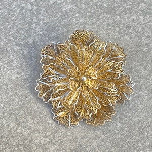 Alice Caviness Sterling Silver Filigree Flower Brooch