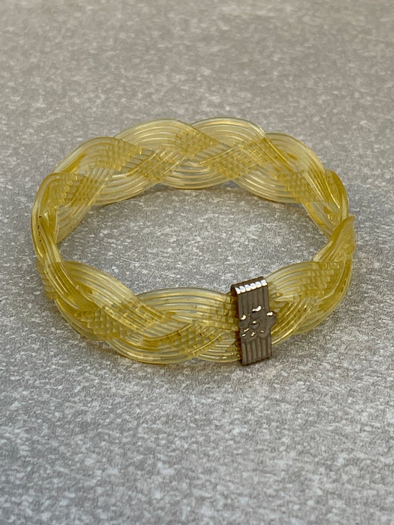 Translucent Celluloid Braided Bangle Vintage Brac… - image 4