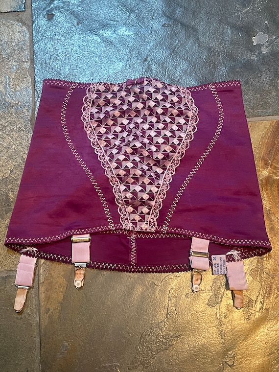 Purple Girdle Slimming Garter Corset Smoothing Vintage Lingerie Shapewear 