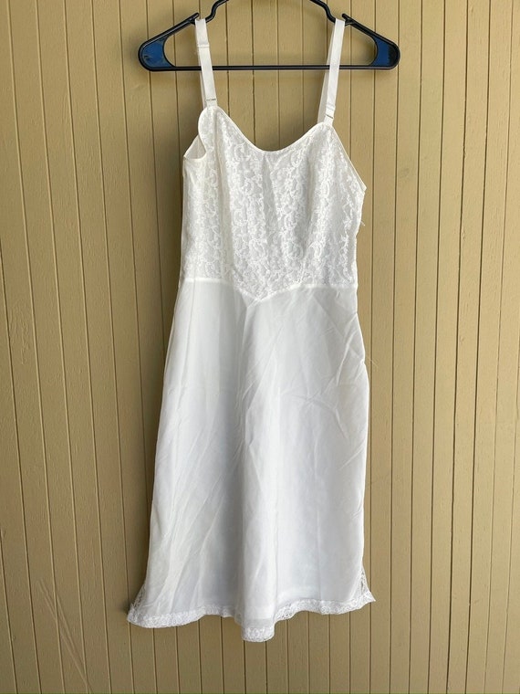 50s Barbizon Saucy Tafredda Full Slip Dress White 