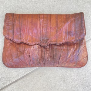 Eel Skin Vintage Clutch Shoulder Bag Purse image 6