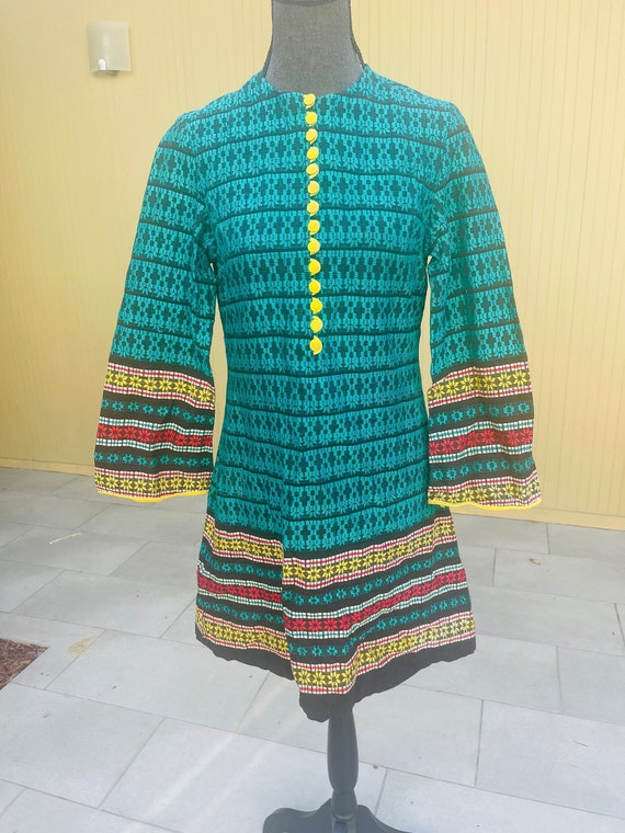 Ethnic Batik India Vintage Dress Cotton Knee Lengt