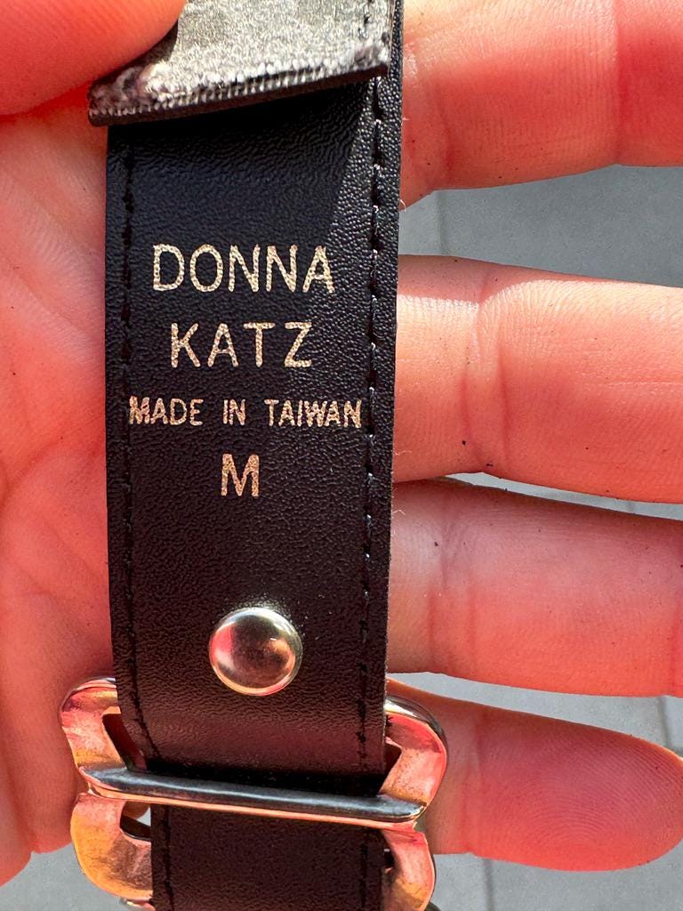 Vintage Donna Katz Leather Belt Silver Slide Links Women display picture 1