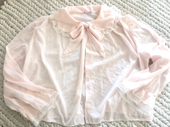 Ascot Pussy Bow Tie Bed Jacket Flo Weinberg Vinta… - image 1