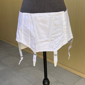 1950s White Girdle with Garters Vintage Corset Lingerie Shapewear by Ulla Large