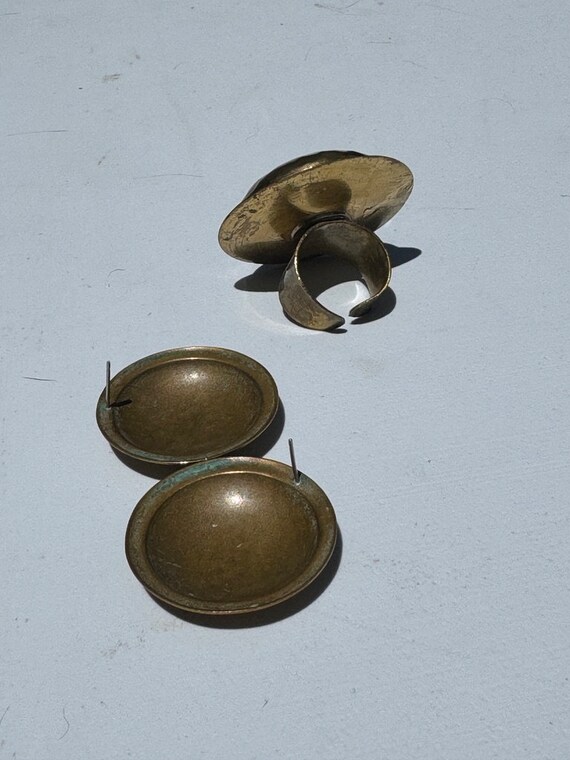 Hammered Brass Circle Adjustable Ring Round Post … - image 2