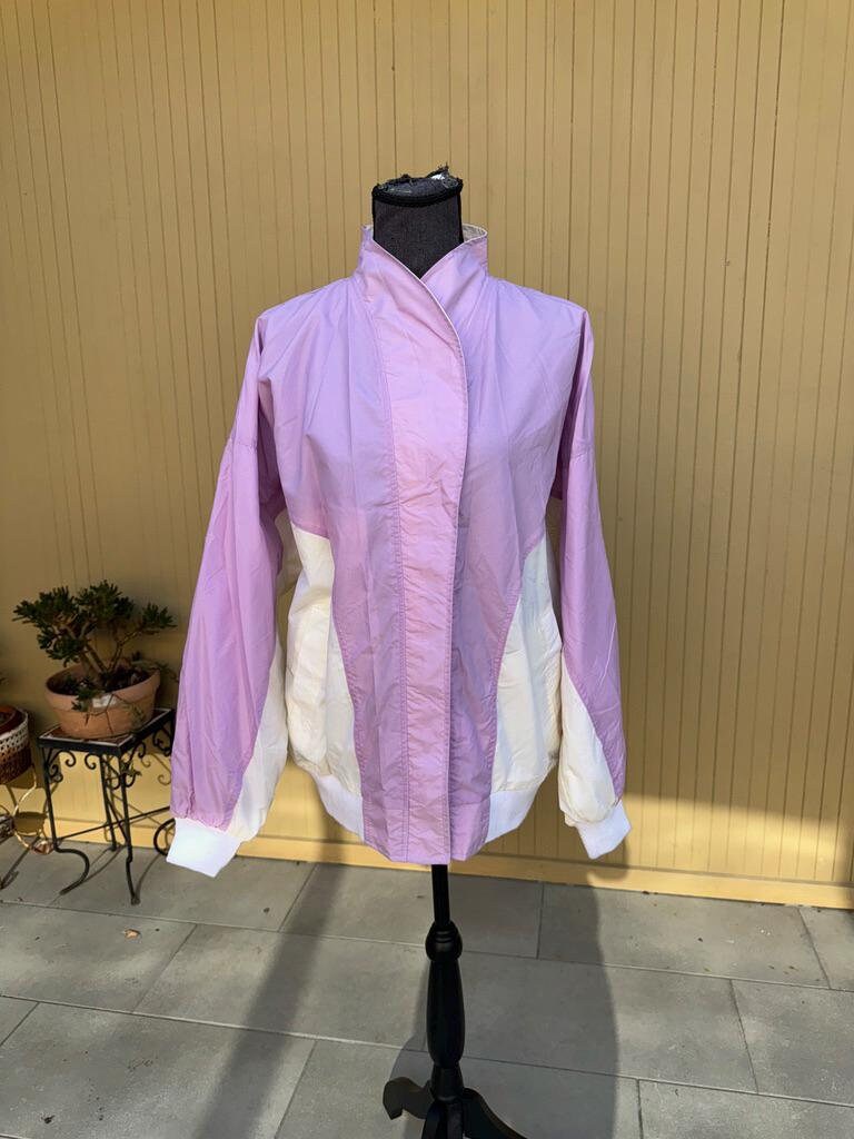 Buy Vintage Lavender Track Jacket 80s Windbreaker by Wiman Large 