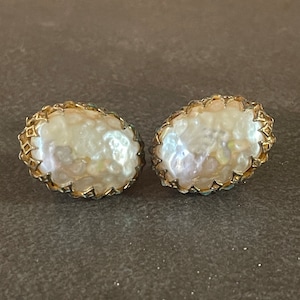 Signed Miriam Haskell Baroque Pearl Earrings