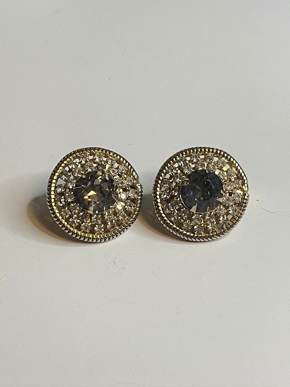 Hobe Signed Rhinestone Vintage Clip On Earrings