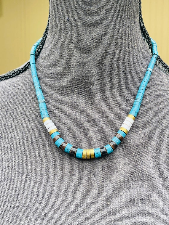 Navajo Turquoise Heishi Shell Beaded Necklace