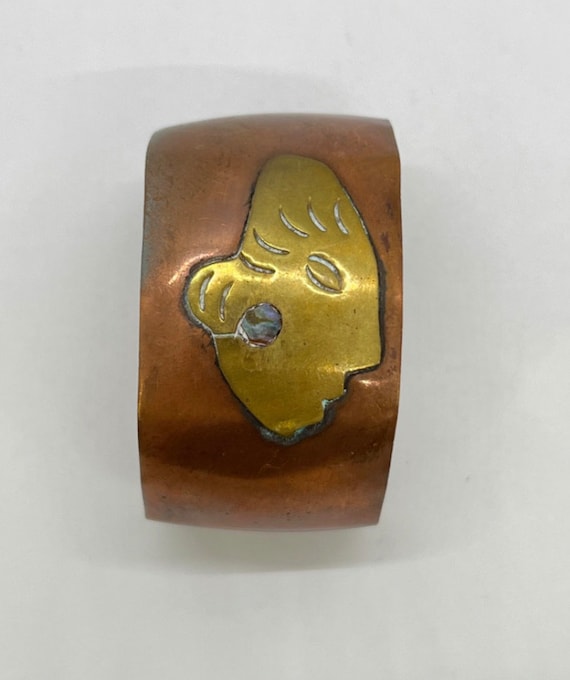 Abstract Copper Brass Cuff Bracelet