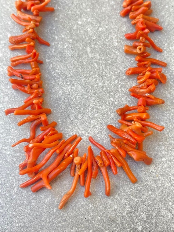 Natural Red Coral Branch Necklace - image 1