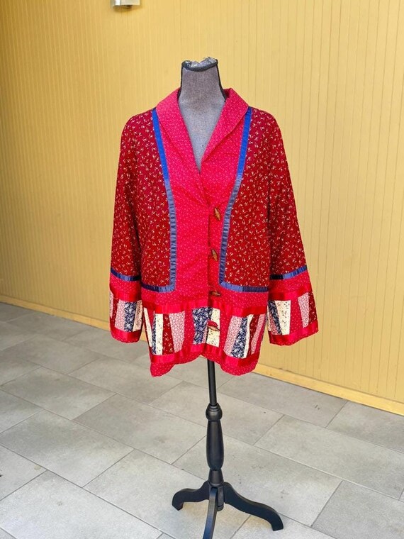 Vintage Patchwork Quilt Jacket 1970s Etienne Aign… - image 1