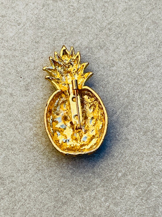 Gold Pineapple Brooch Vintage Fruit Pin - image 3