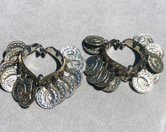 Silver Indian Head Coins Vintage Huggie Earrings