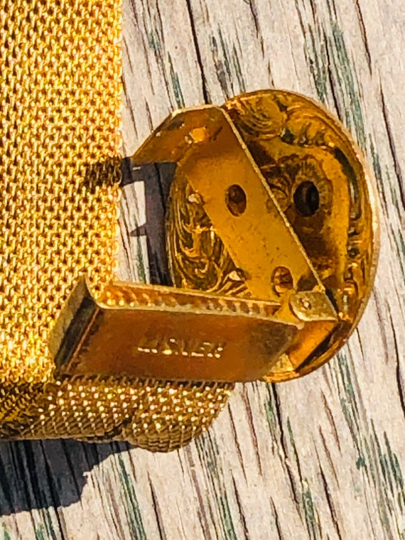 LISNER Gold Mesh Buckle Bracelet with Rhinestones - image 7