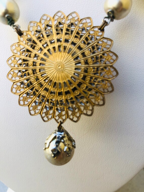 Miriam Haskell Baroque Pearls Beaded Pendant Neck… - image 8