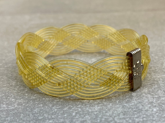 Translucent Celluloid Braided Bangle Vintage Brac… - image 1